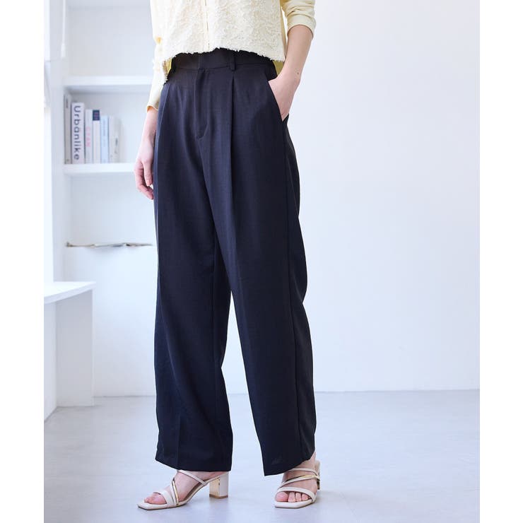 ブラック(01) | 【美easy】ワンタックワイドスラックスパンツ【接触冷感/洗える】 | VIS 