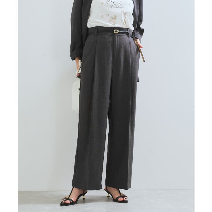 チャコール(06) | 【美easy】ワンタックワイドスラックスパンツ【接触冷感/洗える】 | VIS 