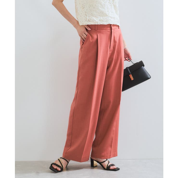 オレンジ系(74) | 【美easy】ワンタックワイドスラックスパンツ【接触冷感/洗える】 | VIS 