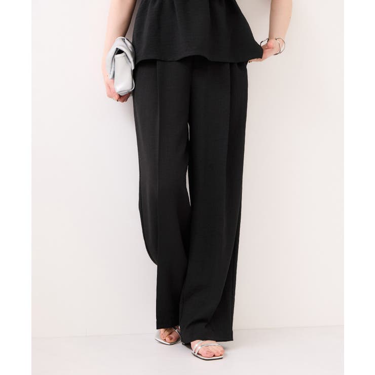 ブラック(01) | 美easyリネンライクワイドパンツ/イージーケア・接触冷感・セットアップ対応 | VIS 