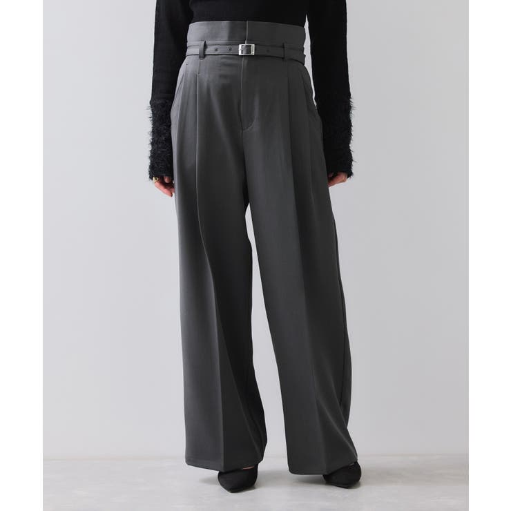 ベルトディテールタックワイドパンツ/イージーケア | VIS  | 詳細画像1 