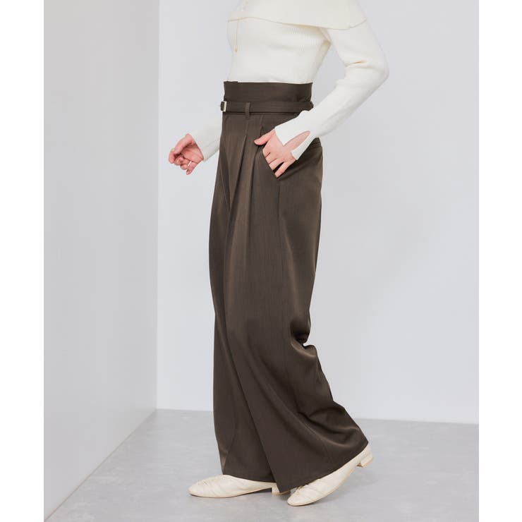 ベルトディテールタックワイドパンツ/イージーケア | VIS  | 詳細画像16 