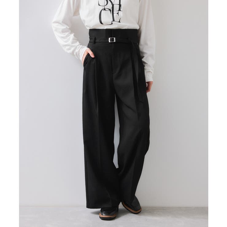 ベルトディテールタックワイドパンツ/イージーケア | VIS  | 詳細画像3 