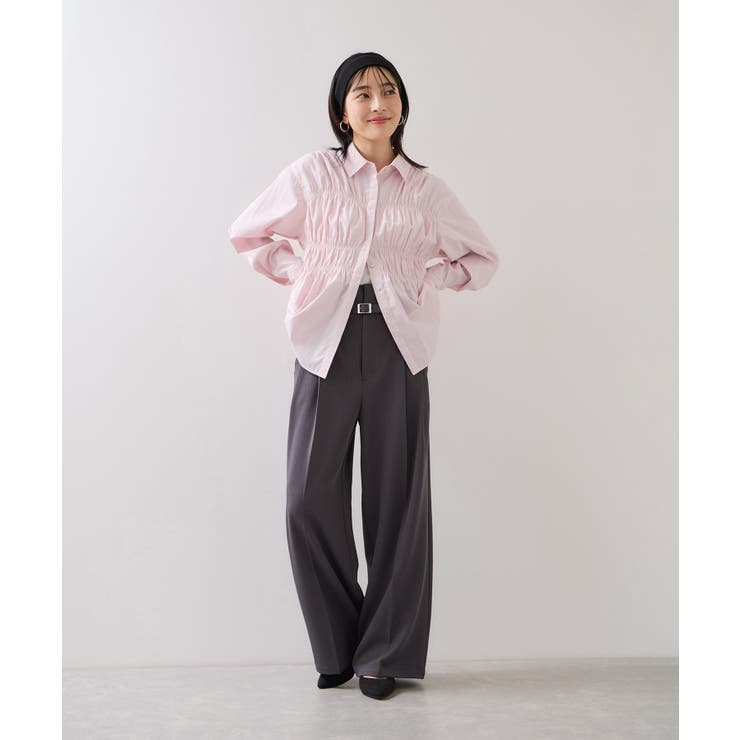 ベルトディテールタックワイドパンツ/イージーケア | VIS  | 詳細画像8 