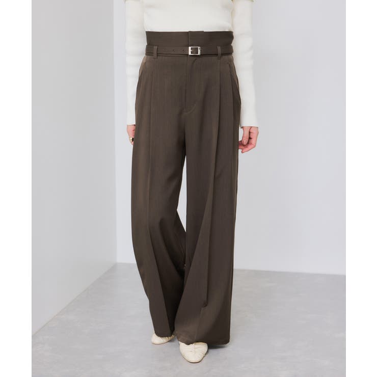 ブラウン系(22) | ベルトディテールタックワイドパンツ/イージーケア | VIS 