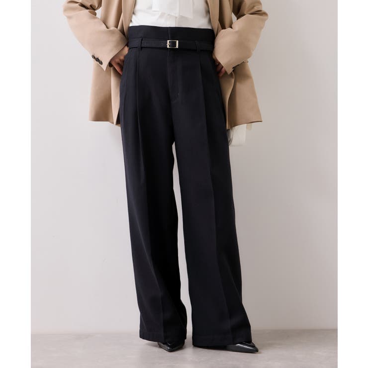 起毛ウールライク版ベルトディテールタックワイドパンツ | VIS  | 詳細画像16 