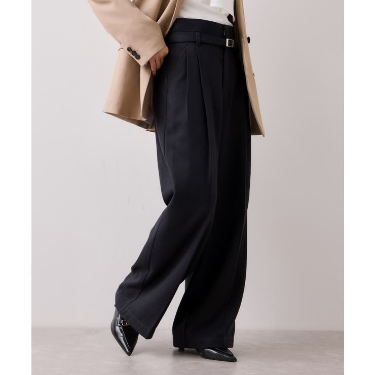 起毛ウールライク版ベルトディテールタックワイドパンツ | VIS  | 詳細画像17 