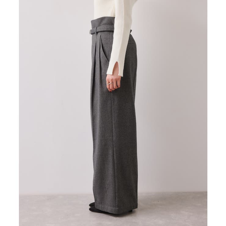 起毛ウールライク版ベルトディテールタックワイドパンツ | VIS  | 詳細画像20 