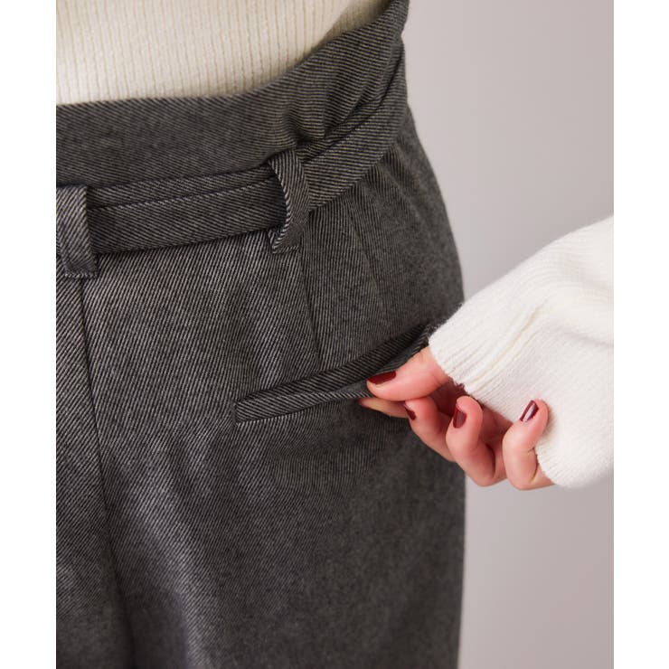 起毛ウールライク版ベルトディテールタックワイドパンツ | VIS  | 詳細画像26 