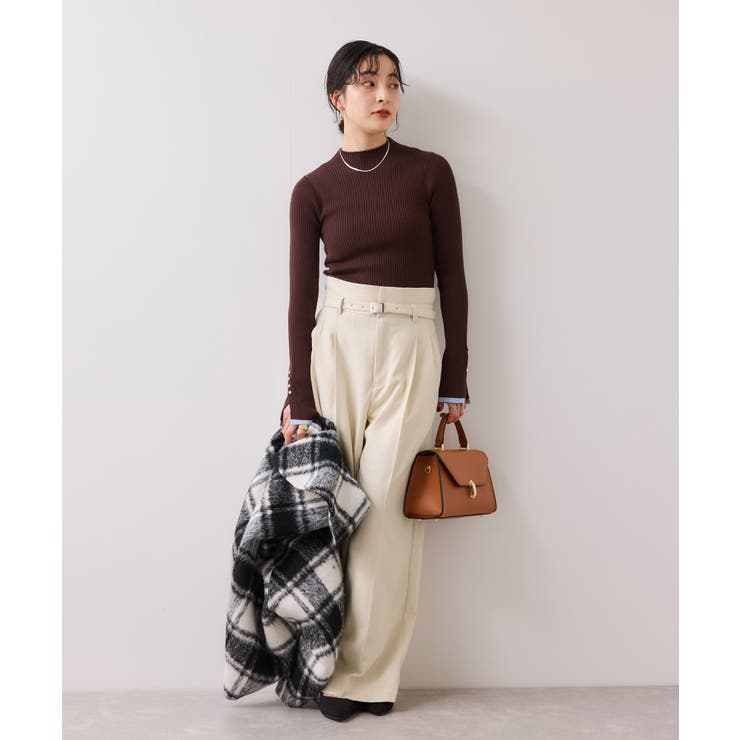 起毛ウールライク版ベルトディテールタックワイドパンツ | VIS  | 詳細画像3 