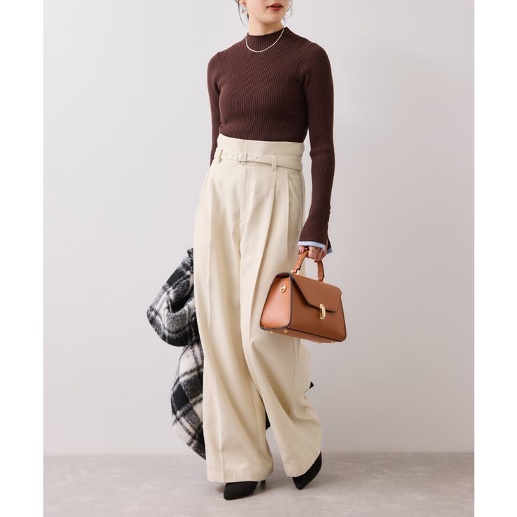 起毛ウールライク版ベルトディテールタックワイドパンツ | VIS  | 詳細画像6 