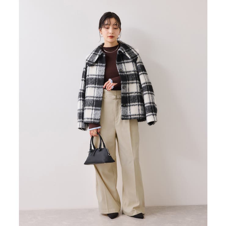 起毛ウールライク版ベルトディテールタックワイドパンツ | VIS  | 詳細画像8 