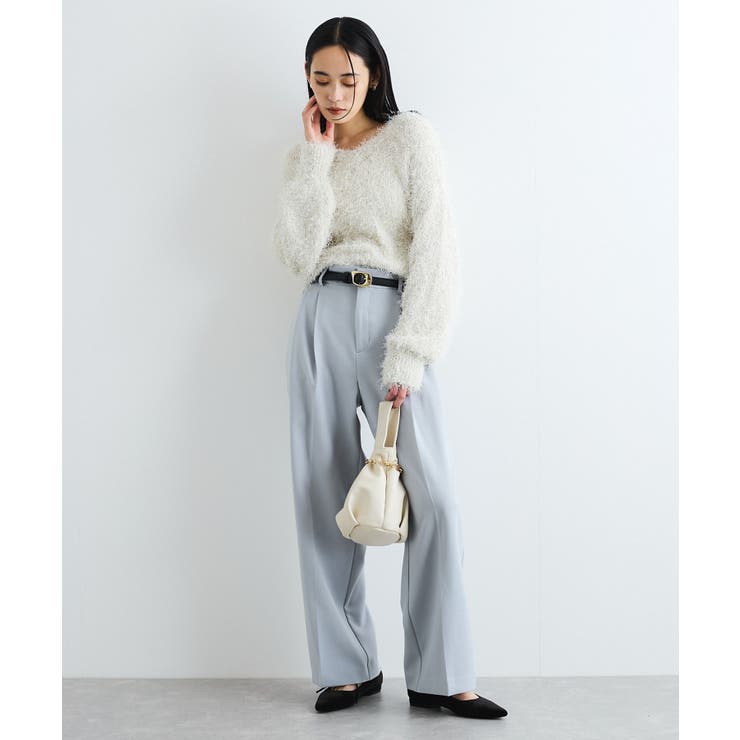 【新色追加】【美easy】ウーリッシュ2タックワイド スラックスパンツ【洗える】 | VIS  | 詳細画像16 