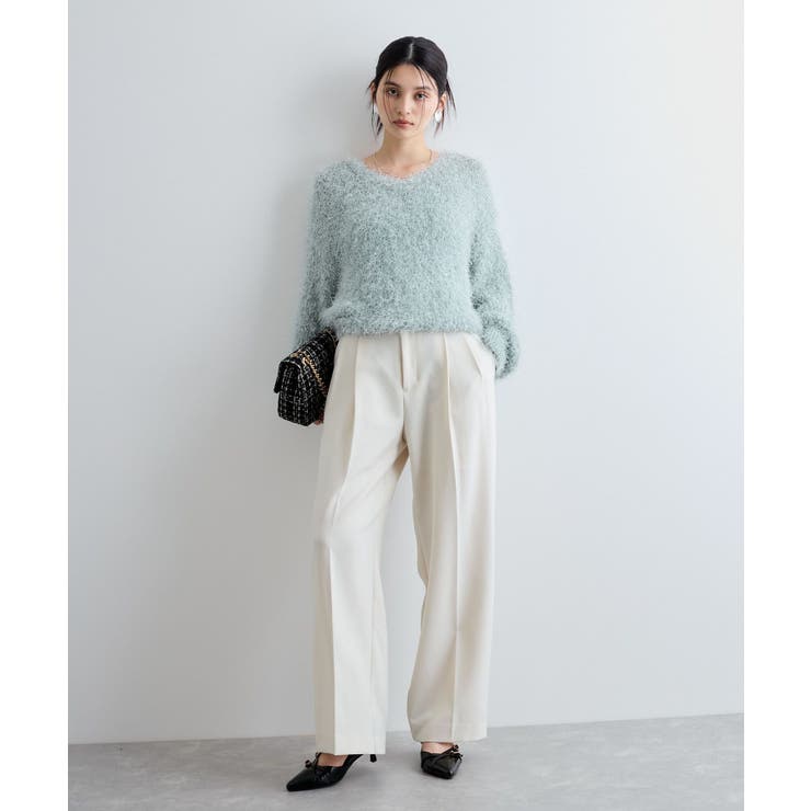 【新色追加】【美easy】ウーリッシュ2タックワイド スラックスパンツ【洗える】 | VIS  | 詳細画像21 