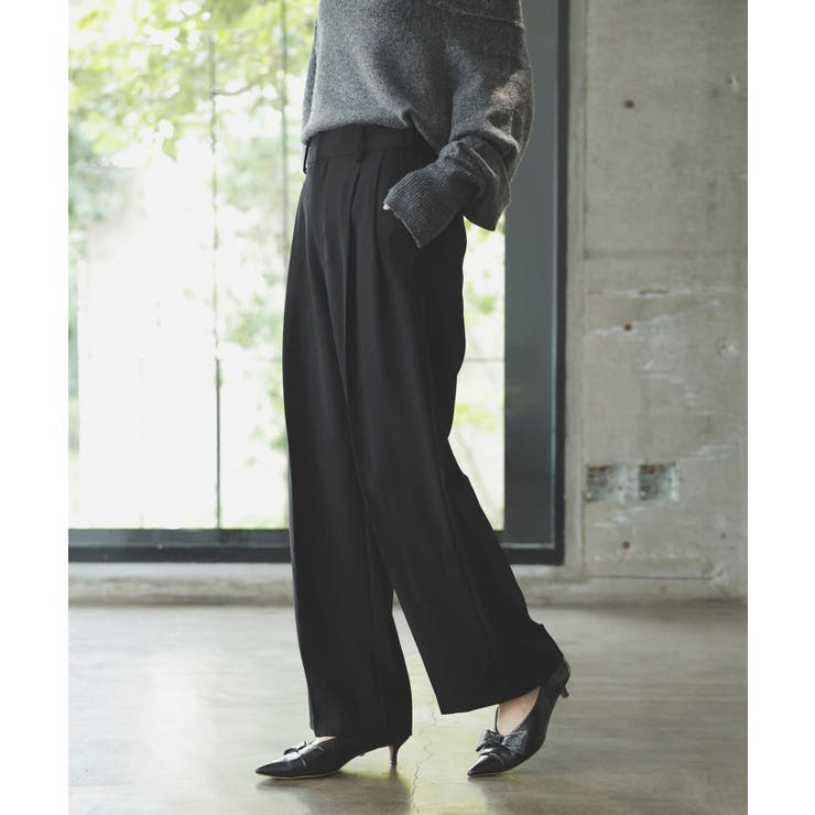 【新色追加】【美easy】ウーリッシュ2タックワイド スラックスパンツ【洗える】 | VIS  | 詳細画像32 