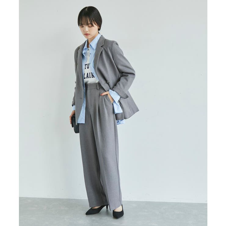 【新色追加】【美easy】ウーリッシュ2タックワイド スラックスパンツ【洗える】 | VIS  | 詳細画像43 