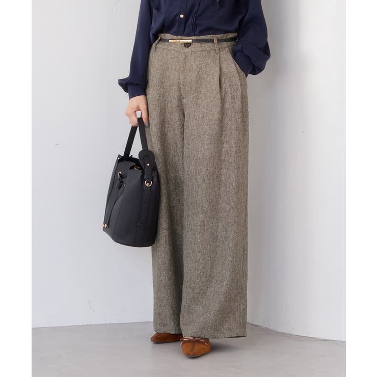 ブラウン系(23) | ツイード2タックワイドパンツ | VIS 