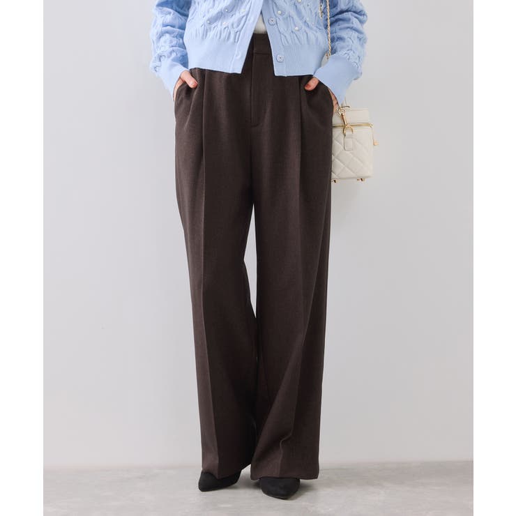 ブラウン(20) | 【美easy】ウーリッシュワンタックワイドパンツ【セットアップ対応/洗える】 | VIS 