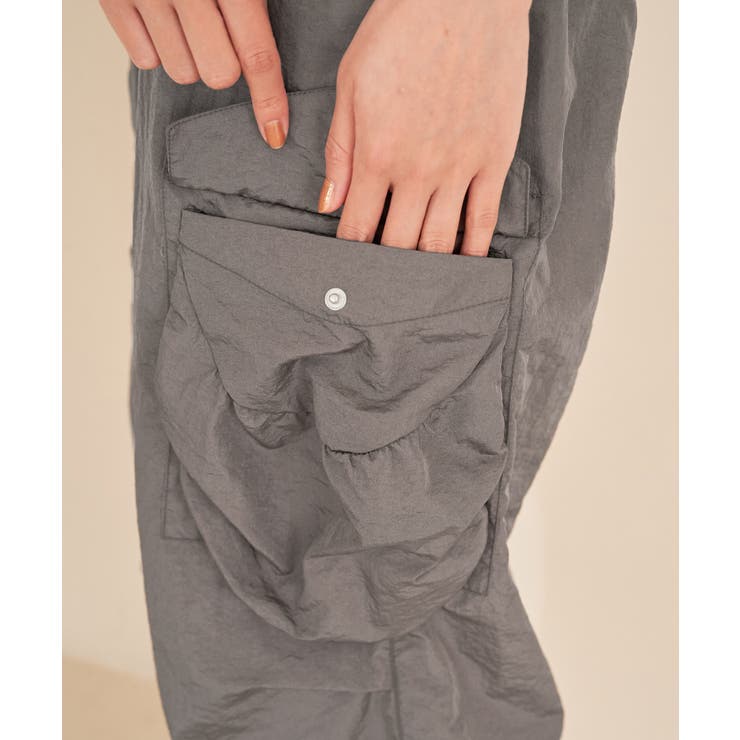 OHOTORO ナイロンカーゴパンツ　アイボリー nylon cargo pants | OHOTORO