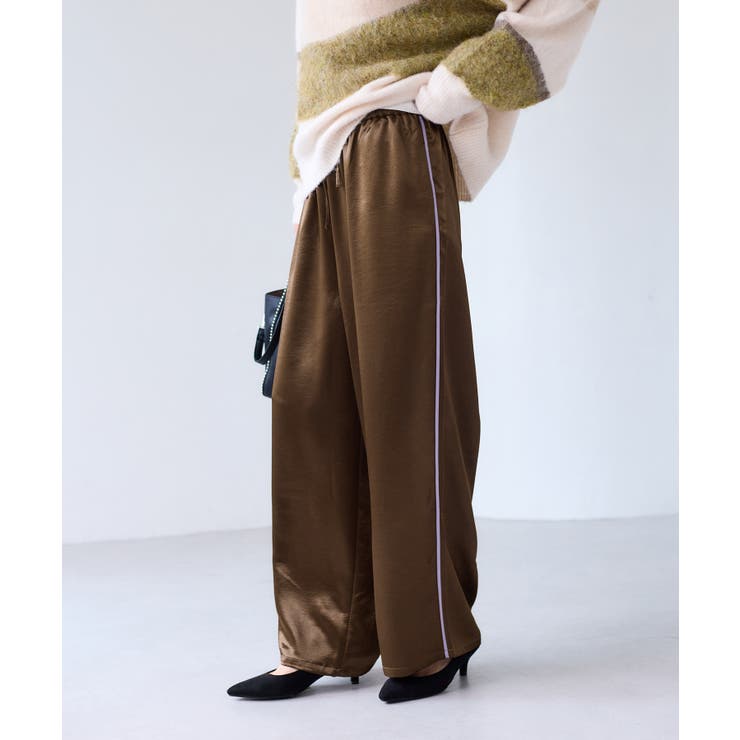 ブラウン系(22) | 【WEB/一部店舗限定】配色サイドラインサテンイージーパンツ | VIS 