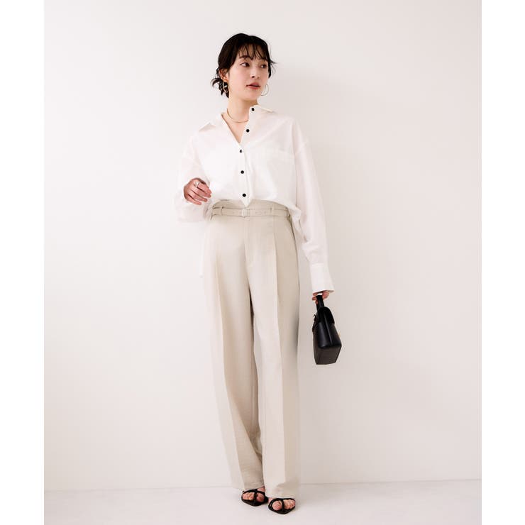 【WEB限定】美easyリネンライクベルテッドストレートパンツ イージーケア 接… | VIS  | 詳細画像2 