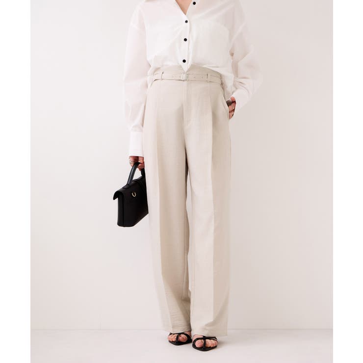 【WEB限定】美easyリネンライクベルテッドストレートパンツ イージーケア 接… | VIS  | 詳細画像3 