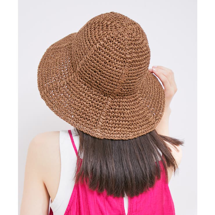 ダークブラウン(20) | ライン編み雑材ペーパーハット | VIS 