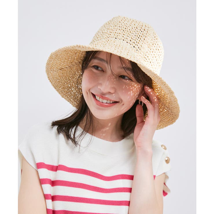ベージュ系(28) | ライン編み雑材ペーパーハット | VIS 