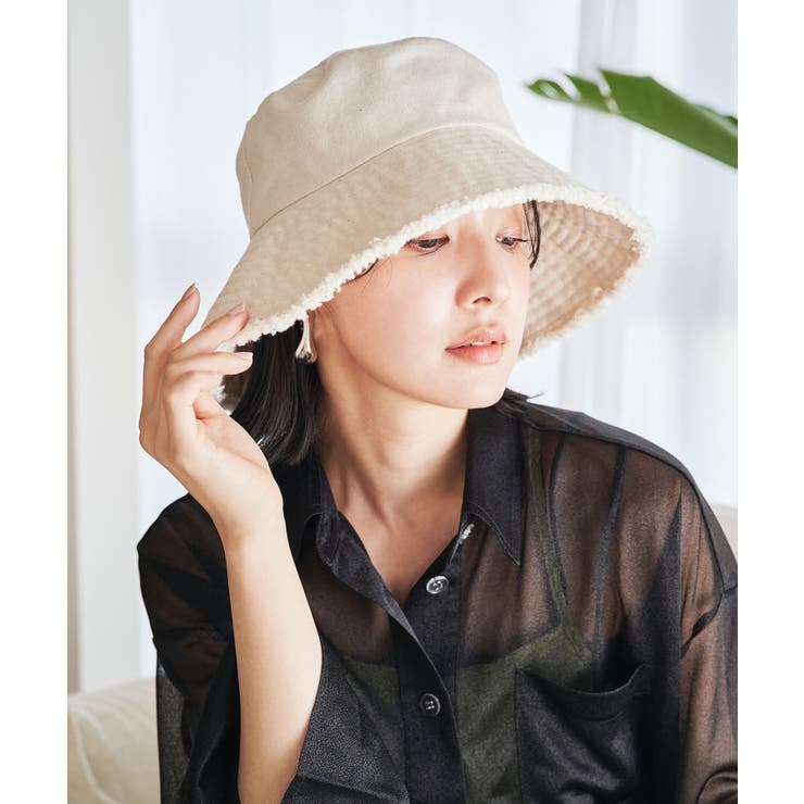 キナリ(16) | 【抗菌防臭】キャンバスフリンジつば広ハット【ワイヤー入り】 | VIS 