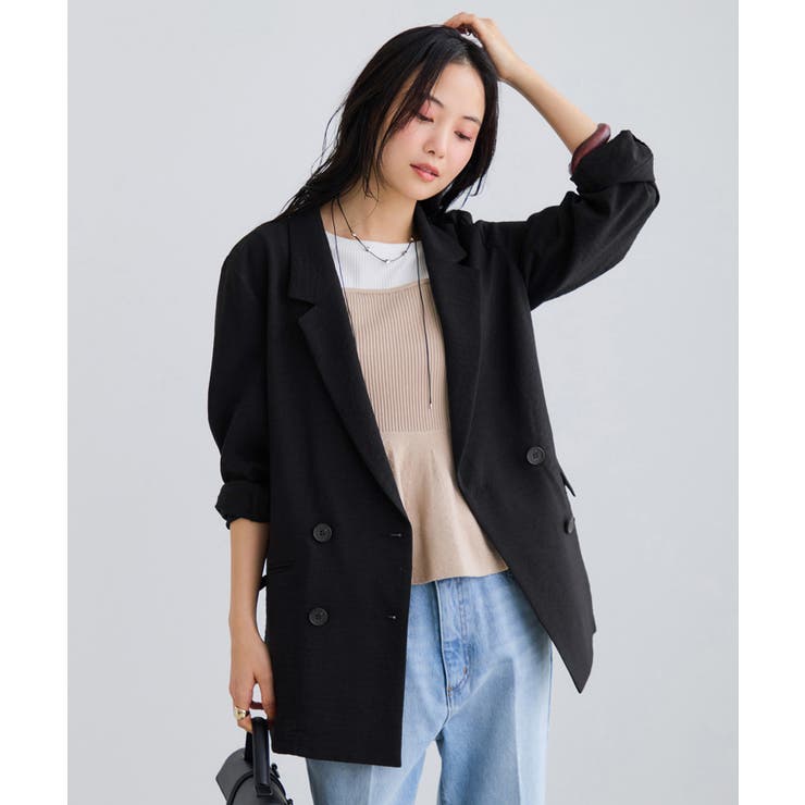 ブラック(01) | 美easyリネンライクテーラードジャケット イージーケア 接触冷感 | VIS 