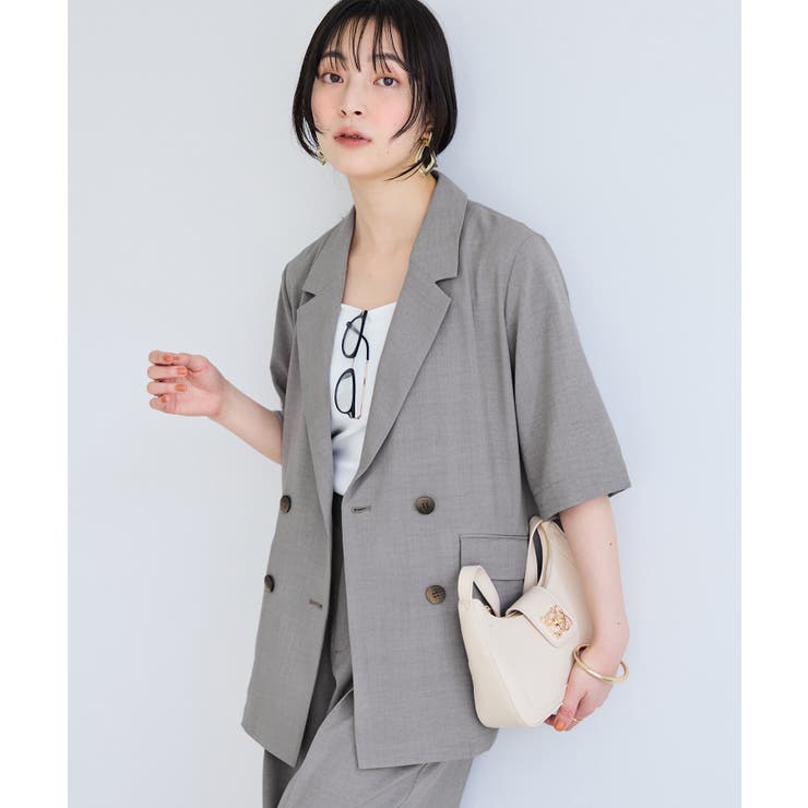 グレー(07) | 美easyリネンライクハーフスリーブダブルジャケット イージーケア 接触冷感 | VIS 