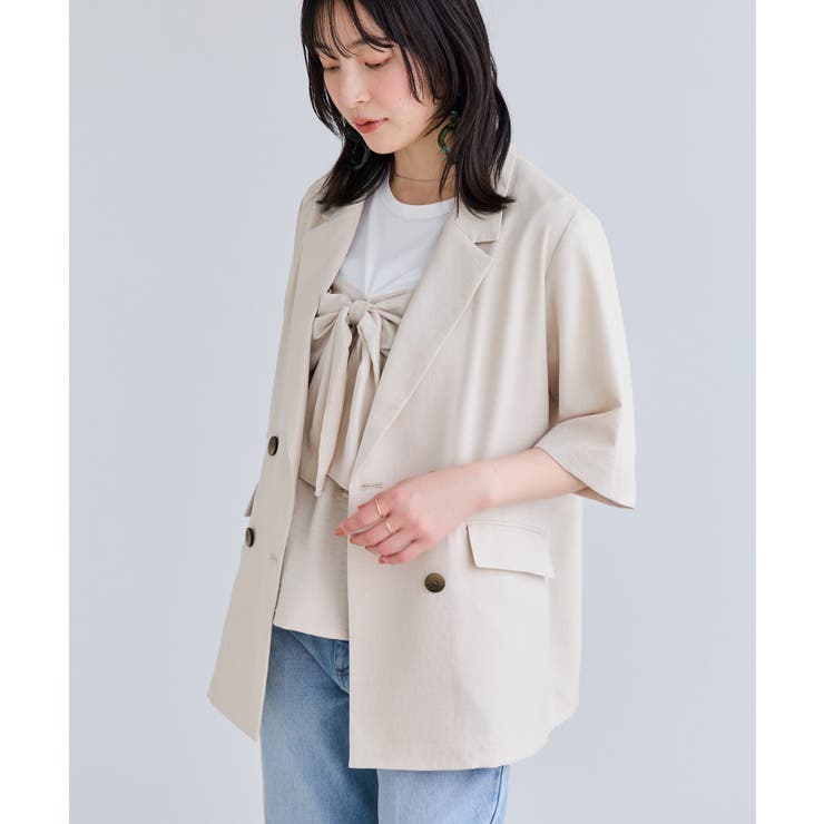 キナリ(16) | 美easyリネンライクハーフスリーブダブルジャケット イージーケア 接触冷感 | VIS 