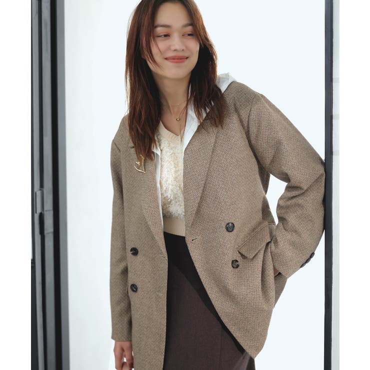 ヘリンボーンツイードベルテッドジャケット/セットアップ対応 | VIS  | 詳細画像10 