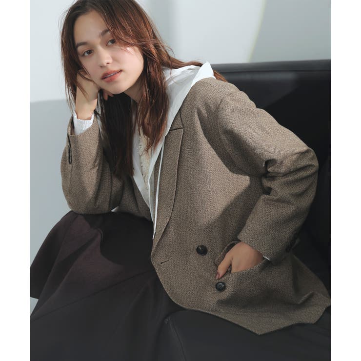 ヘリンボーンツイードベルテッドジャケット/セットアップ対応 | VIS  | 詳細画像11 