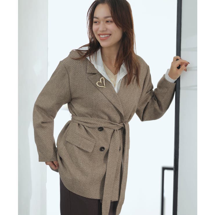 ヘリンボーンツイードベルテッドジャケット/セットアップ対応 | VIS  | 詳細画像12 