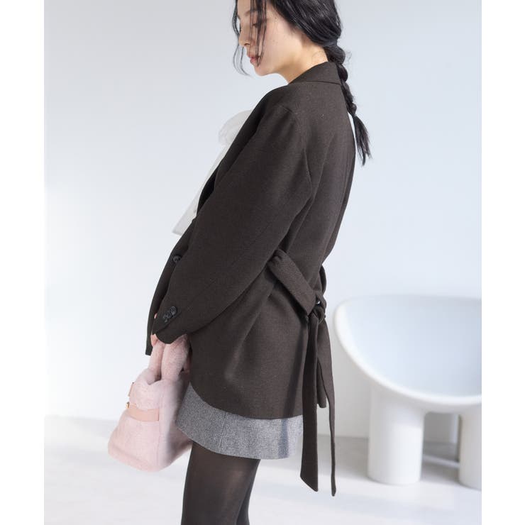 ヘリンボーンツイードベルテッドジャケット/セットアップ対応 | VIS  | 詳細画像19 