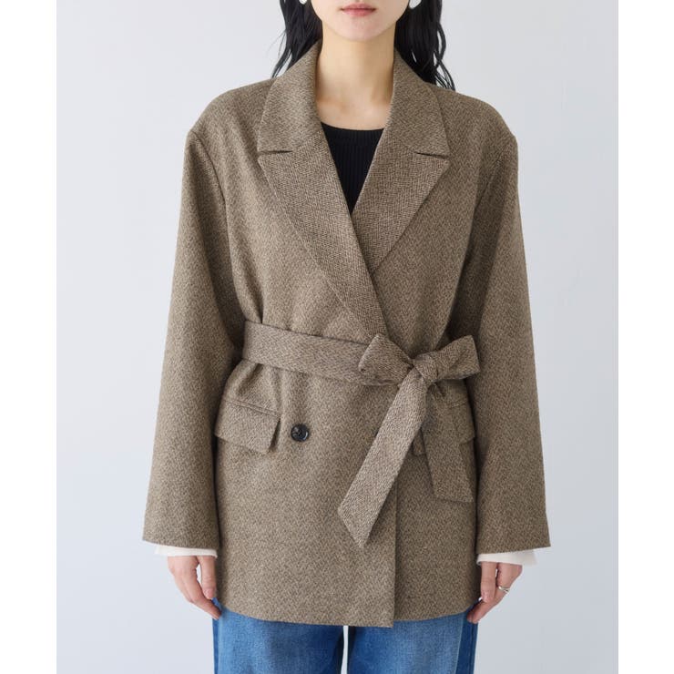 ヘリンボーンツイードベルテッドジャケット/セットアップ対応 | VIS  | 詳細画像21 