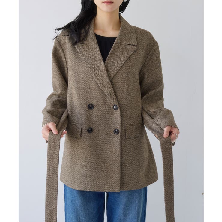 ヘリンボーンツイードベルテッドジャケット/セットアップ対応 | VIS  | 詳細画像23 