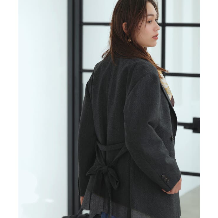 ヘリンボーンツイードベルテッドジャケット/セットアップ対応 | VIS  | 詳細画像7 