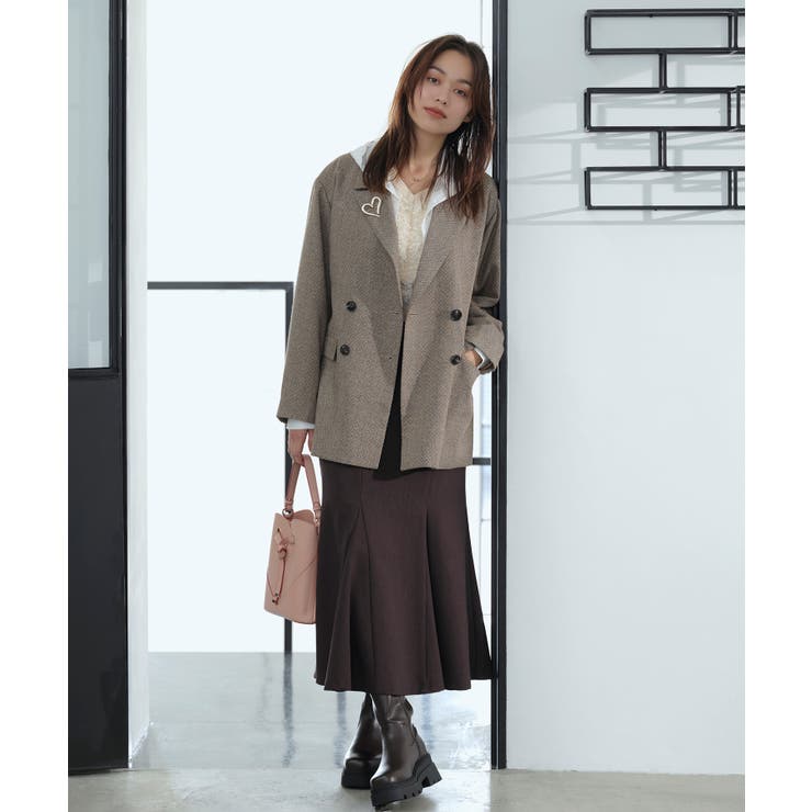 ヘリンボーンツイードベルテッドジャケット/セットアップ対応 | VIS  | 詳細画像9 