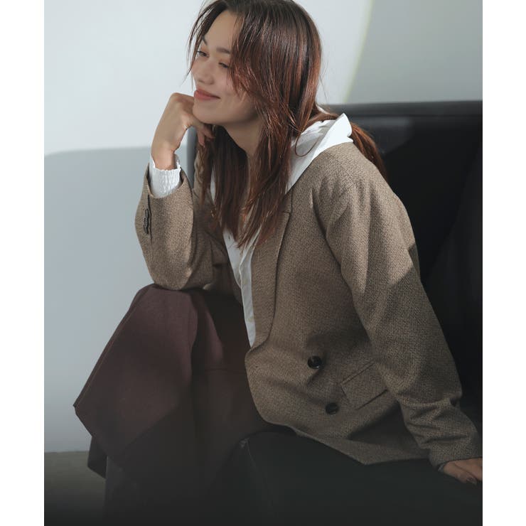 ベージュ系(28) | ヘリンボーンツイードベルテッドジャケット/セットアップ対応 | VIS 