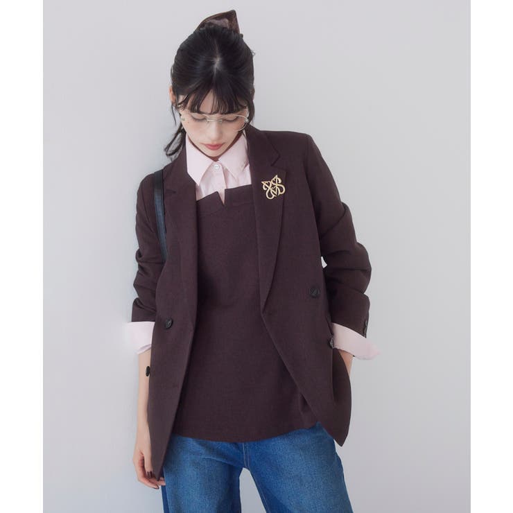 ブラウン(20) | ウーリッシュダブルブレストテーラードジャケット | VIS