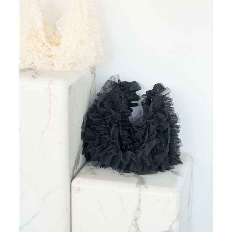 ブラック(01) | 【ご好評につき追加生産】チュールフリルショルダーバッグ【3WAY】 | VIS 