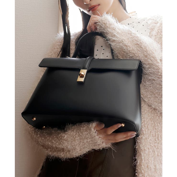 ブラック系(02) | ひねり金具ワンハンドルバッグ/2WAY、軽量 | VIS 