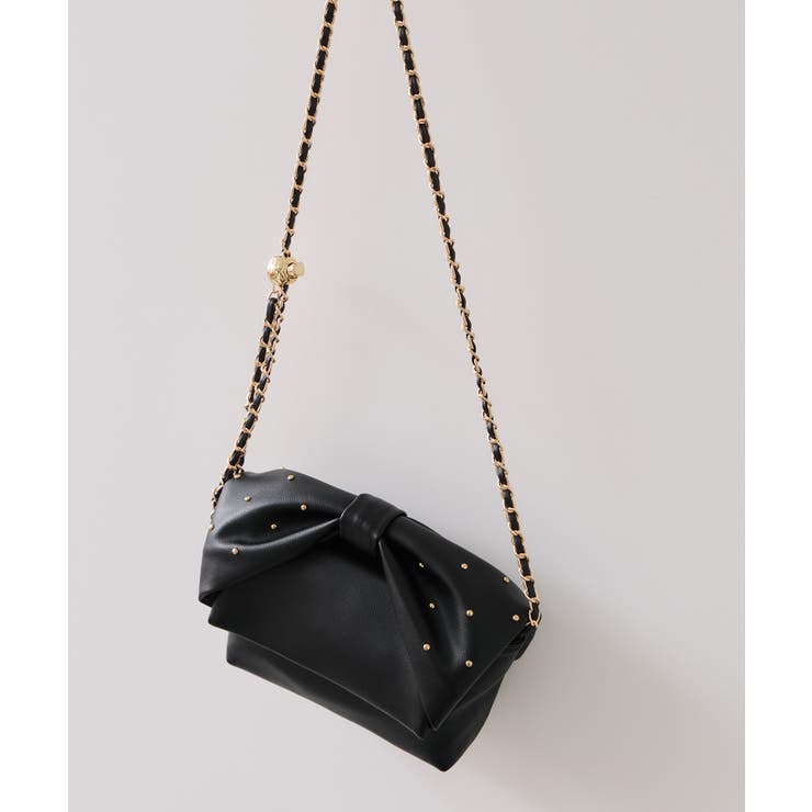 ブラック(01) | リボンハンドルチェーンショルダーバッグ/2WAY | VIS 