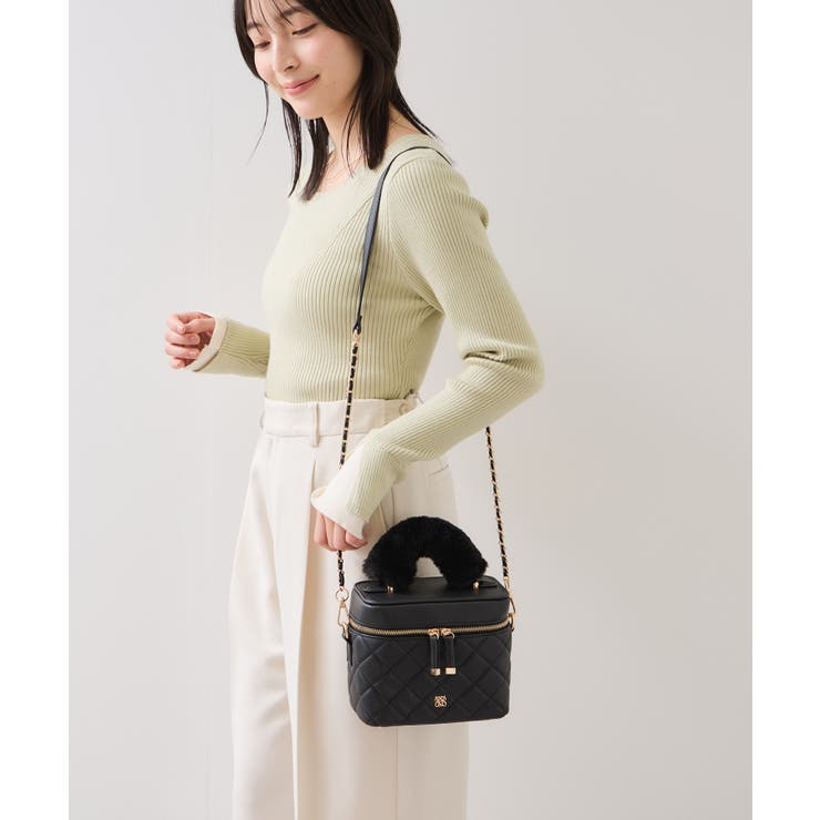 ファーハンドルキルティング＆ツイードバニティバッグ/2WAY | VIS  | 詳細画像2 