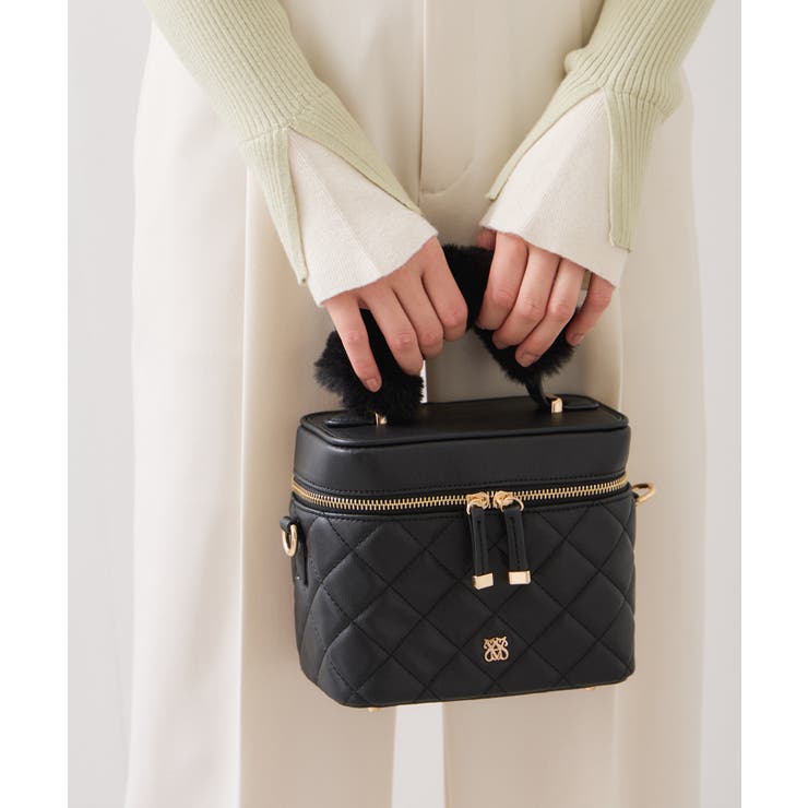 ファーハンドルキルティング＆ツイードバニティバッグ/2WAY | VIS  | 詳細画像3 