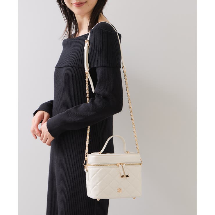 オフホワイト(15) | ファーハンドルキルティング＆ツイードバニティバッグ/2WAY | VIS 