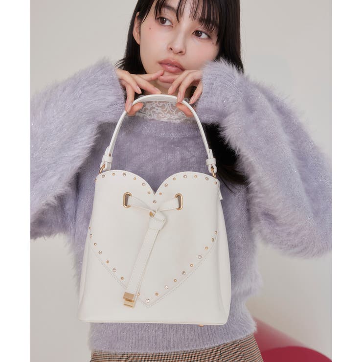 ラインストーン＆スタッズハートカットバッグ | VIS  | 詳細画像19 