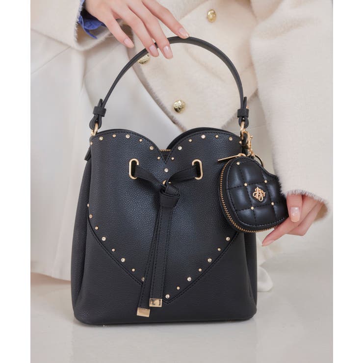 ブラック(01) | ラインストーン＆スタッズハートカットバッグ | VIS 